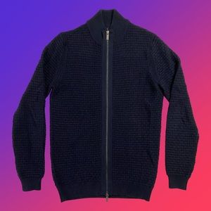 MASSIMO DUTTI Men’s Navy Brick Zip Wool Sweater